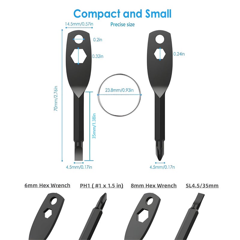 Luca Elf Aid Stocking Stuffers for Men, 4-in-1 Pocket Screwdriver Keychain Tools, Mens Christmas Gifts for Dad Husband Boyfriends, White Elephant Gift Adults Cool Gadgets - Black - Image 2