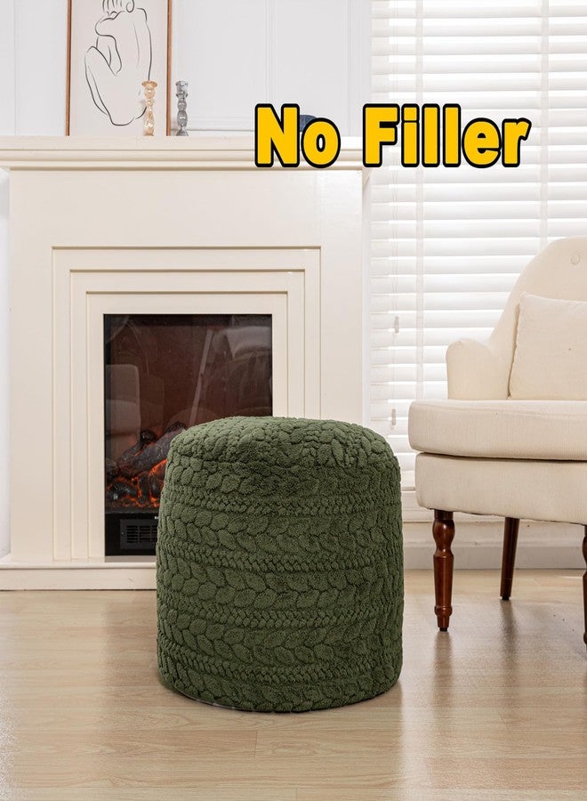 Poofieotto Unstuffed Ottoman Pouf Cover - Round Faux Fur Footstool Plush Floor Pouf (No Filler Included) Perfect for Living Room, Bedroom, or Office Lounge (Green, 20x20x15 in) - Image 3