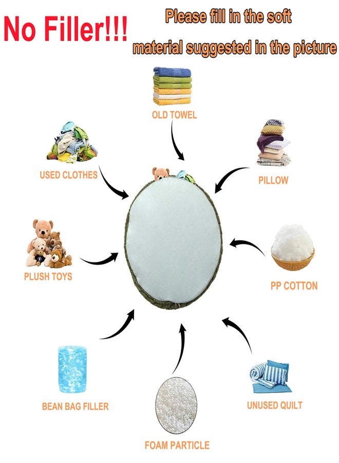 Poofieotto Unstuffed Ottoman Pouf Cover - Round Faux Fur Footstool Plush Floor Pouf (No Filler Included) Perfect for Living Room, Bedroom, or Office Lounge (Green, 20x20x15 in) - Image 4