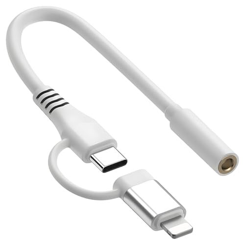 Verilux® for Lighting to 3.5 mm Headphone Jack Adapter, for iPhone Headphones Aux Audio Dongle + USB Type C to 3.5 mm Jack Female Adapter for iPhone 16 15 14 13 Pro Max 12 11 XS XR 8 7 S25 S24 - Image 1
