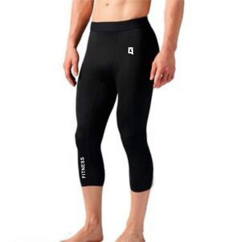Quada Men's 3/4 Compression Tight Pants Base Under Layer Running Shorts Cool Dry (Black, Small(27-28 Inch Waist)) - Image 5