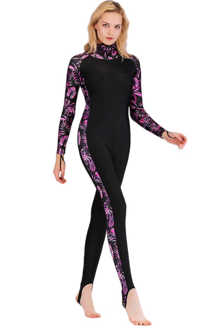Micosuza Women's Long Sleeve One Piece Swimwear Sun Protection Full Skin Suit with Hood - Image 2