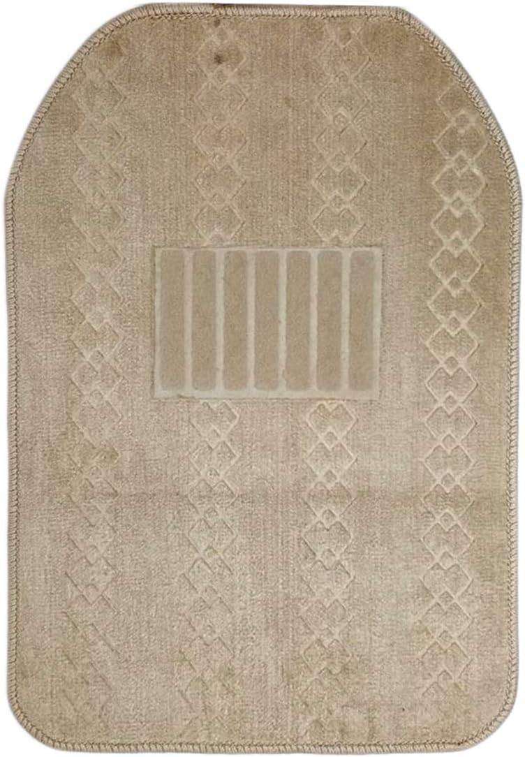 Cotton with Rubber Car Floor Mat - 3 Pieces Set, Beige - Image 2