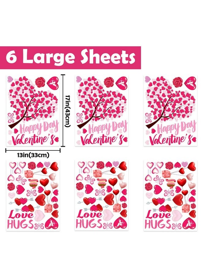 Ivenf Valentines Day Decorations Heart Window Clings Decor, Large Red Pink Heart Tree Cupid Valentines Day Decor For Kids Home School Office Classroom, Wedding Birthday Party Supplies Gifts, 6 Sheets  - Image 2