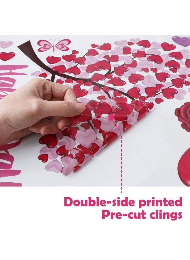 Ivenf Valentines Day Decorations Heart Window Clings Decor, Large Red Pink Heart Tree Cupid Valentines Day Decor For Kids Home School Office Classroom, Wedding Birthday Party Supplies Gifts, 6 Sheets  - Image 4
