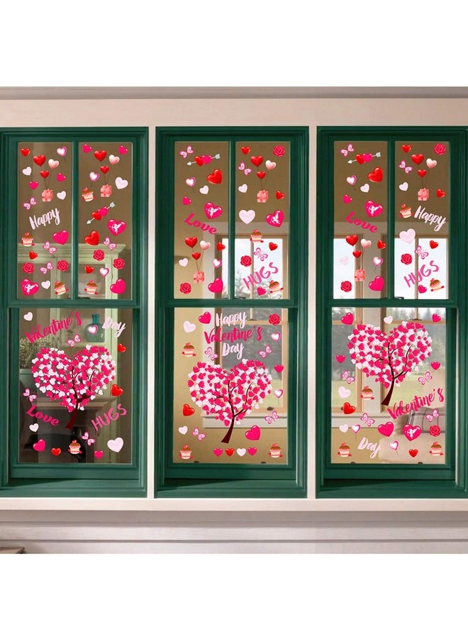 Ivenf Valentines Day Decorations Heart Window Clings Decor, Large Red Pink Heart Tree Cupid Valentines Day Decor For Kids Home School Office Classroom, Wedding Birthday Party Supplies Gifts, 6 Sheets  - Image 1