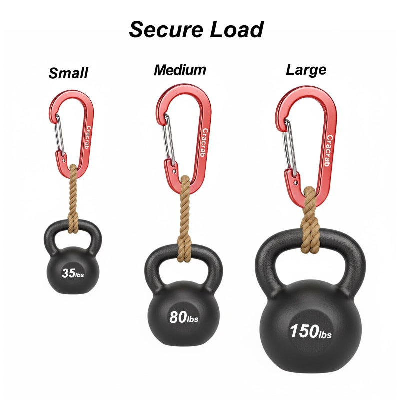 Cracrab 12Pcs Carabiner Clips Assorted Sizes Pack, Includes Small Medium Large 2/2.4/2.8 Inch Aluminum Carabiner Multicolor D Shape Keychain Clip for Backpack (Multiple Colors) - Image 4