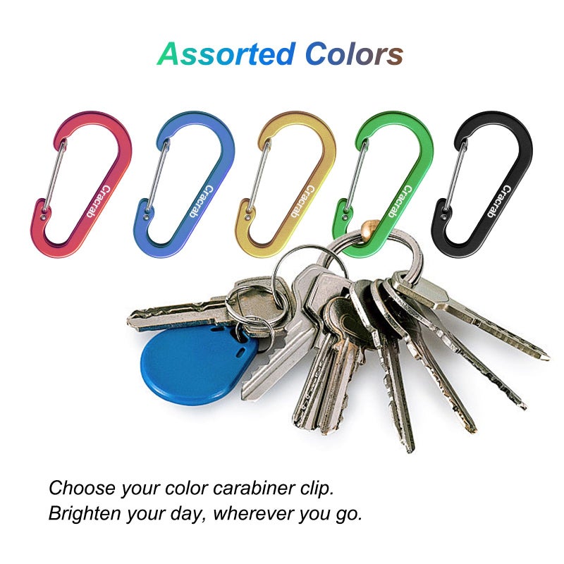Cracrab 12Pcs Carabiner Clips Assorted Sizes Pack, Includes Small Medium Large 2/2.4/2.8 Inch Aluminum Carabiner Multicolor D Shape Keychain Clip for Backpack (Multiple Colors) - Image 3