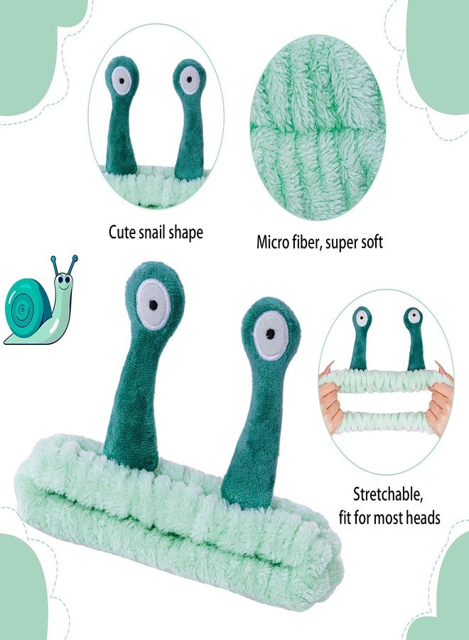 SUMERSHA Cute Snail Headband Spa Face Wash Hairband Cute Cartoon Coral Fleece Elastic Headband Hair Accessory for Washing Face Shower Makeup Skincare - Image 3