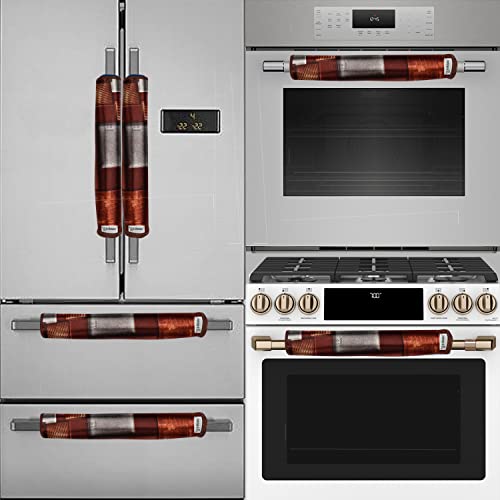 E-Retailer® Polyester 3-Layered Fridge Handle Cover Set of 2Pcs. For Refrigerator and Microwave oven (Color-Brown Checks, Size-12x6 Inches) - Image 3