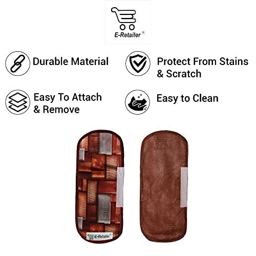 E-Retailer® Polyester 3-Layered Fridge Handle Cover Set of 2Pcs. For Refrigerator and Microwave oven (Color-Brown Checks, Size-12x6 Inches) - Image 4