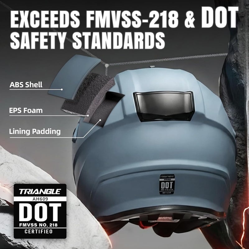 triangle Dual Sport Motorcycle Helmet Dirt Bike Helmets ATV Full Face Helmet for Adults Men with Internal Sunshield DOT Approved - Image 2