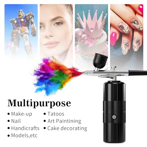 CBVCBV Airbrush Kit with Compressor Portable Airbrush Kit 48PSI HighPressure NonClogging Air Brush Set Cordless Rechargeable with 03mm Nozzle and Cleaning Brush for PaintingNail Art Makeup black - Image 3