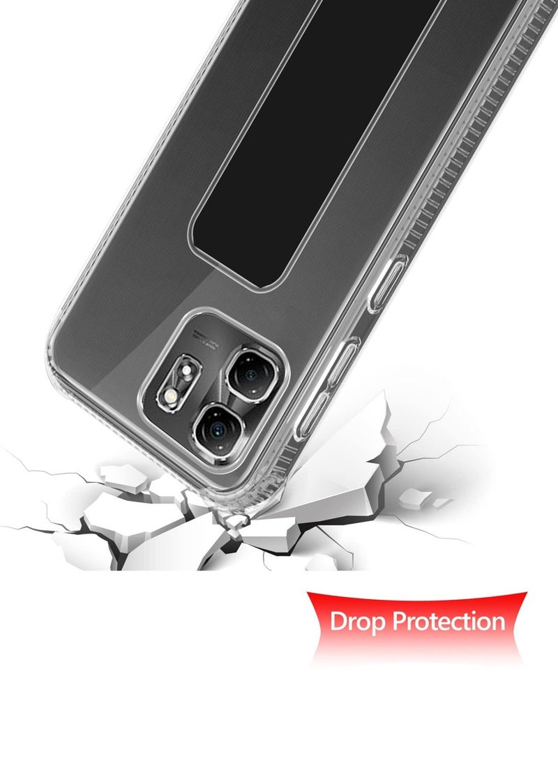 Techie Clear Shockproof Airbag Magnetic Secure Hand Grip Cover Case with Foldable Kickstand for Infinix Hot 50i – Black - Image 5