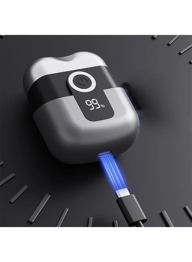 Black Mini Electric Shaver USB Charging Portable Double Edged Floating Head Clean Shaving Men Gift - Image 3