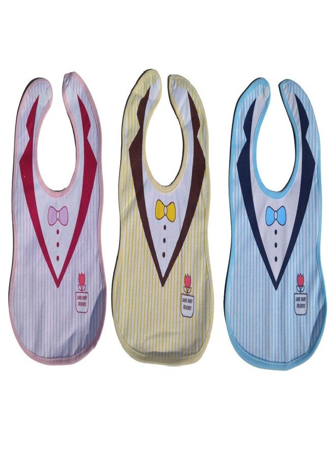 Lappu Baby Button Bibs/Apron Cute Multi Print|with Tich Button| Waterproof Bib Set (Pack of 3- Multi-Colors) - Image 1