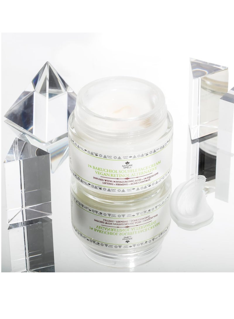 Nature Spell Natural Retinol Cream for Face 100ml – Reduces Appearance of Fine Lines – (Bakuchiol + Hyaluronic Acid) - Anti Wrinkle Face Cream – 100% Vegan Suitable for all Skin Types - Made in the UK
