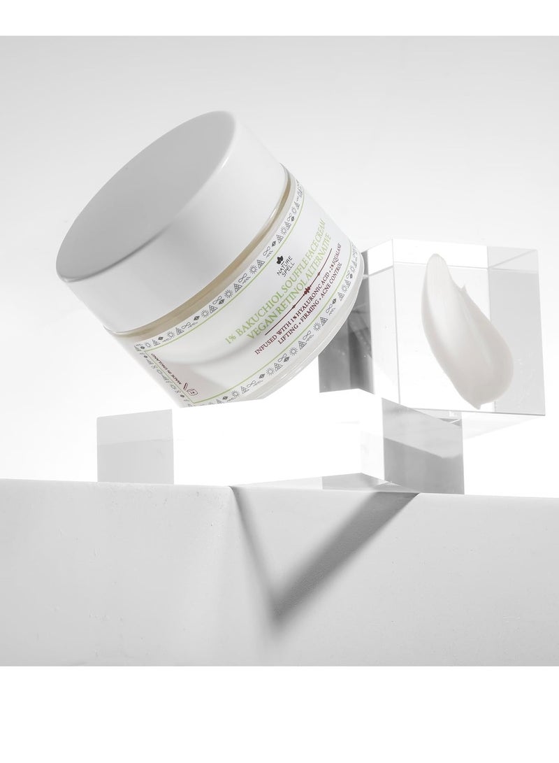 Nature Spell Natural Retinol Cream for Face 100ml – Reduces Appearance of Fine Lines – (Bakuchiol + Hyaluronic Acid) - Anti Wrinkle Face Cream – 100% Vegan Suitable for all Skin Types - Made in the UK