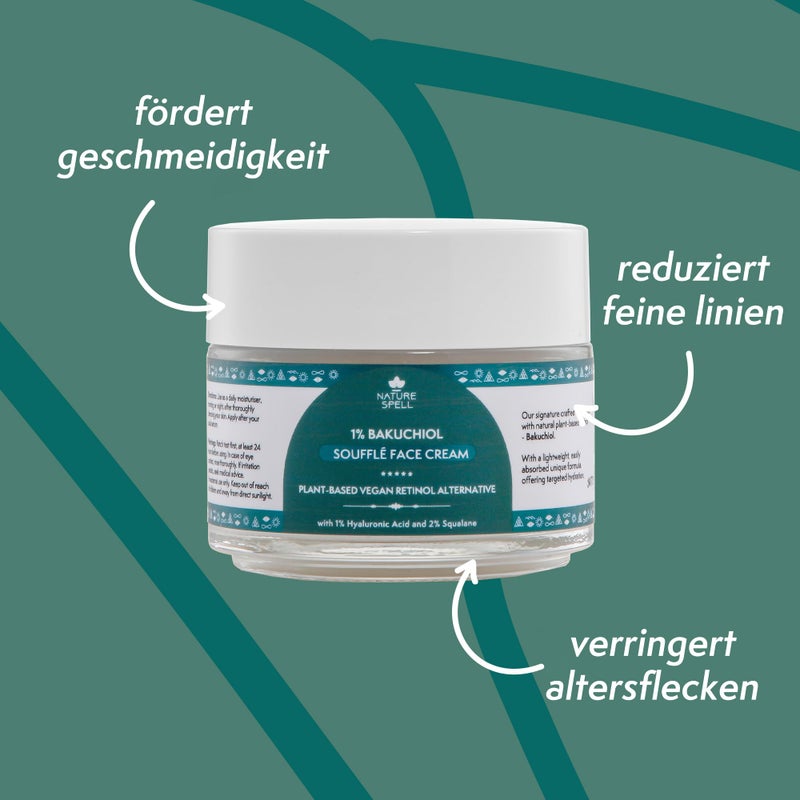 Nature Spell Natural Retinol Cream for Face 100ml â€“ Reduces Appearance of Fine Lines â€“ (Bakuchiol + Hyaluronic Acid) - Anti Wrinkle Face Cream â€“ 100% Vegan Suitable for all Skin Types - Made in the UK - Image 2