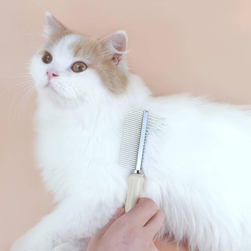 Buraq Pets Wooden Double Side Stainless Steel Needles Pets Comb, Hairbrush Grooming for Dogs Cat Cleaning Supplies Cat Comb Or Dog Comb (Wooden Dual Side Comb) - Image 4