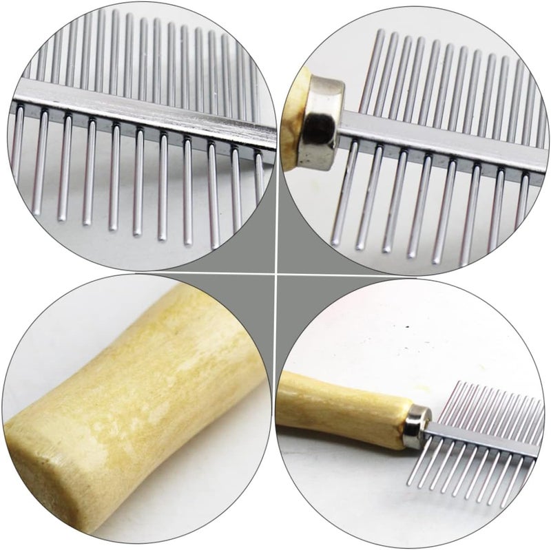 Buraq Pets Wooden Double Side Stainless Steel Needles Pets Comb, Hairbrush Grooming for Dogs Cat Cleaning Supplies Cat Comb Or Dog Comb (Wooden Dual Side Comb) - Image 5