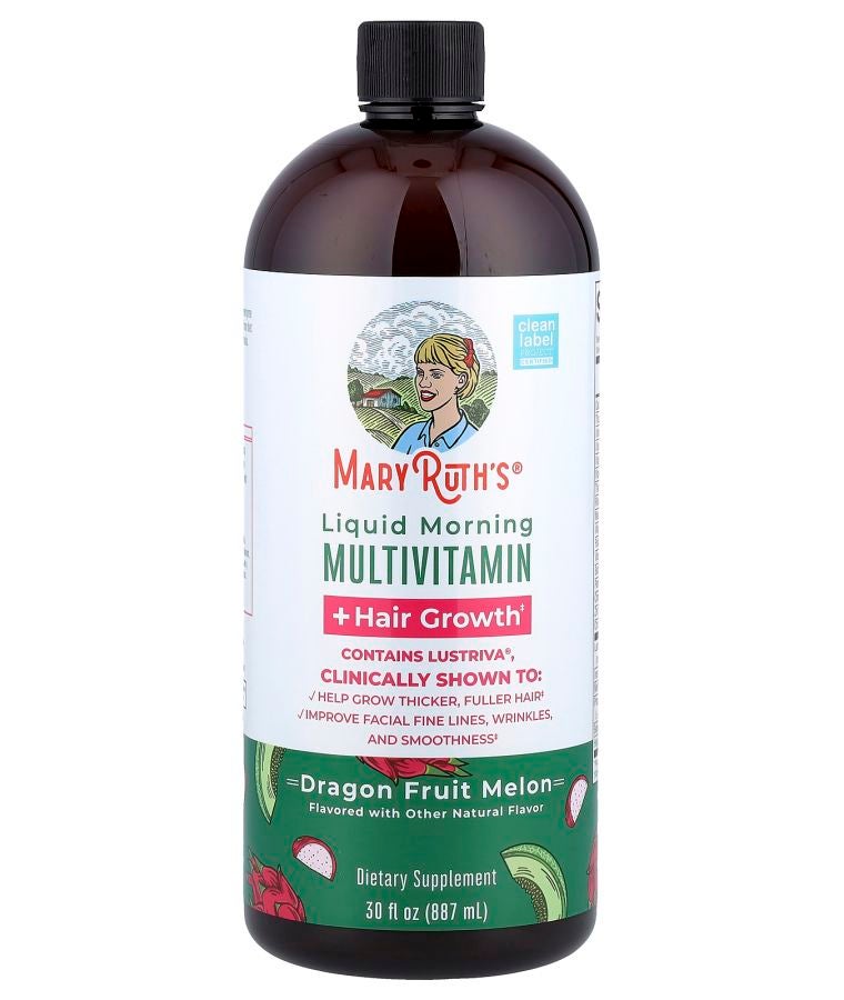 Liquid Morning Multivitamin + Hair Growth Dragon Fruit Melon 30 fl oz (887 ml)