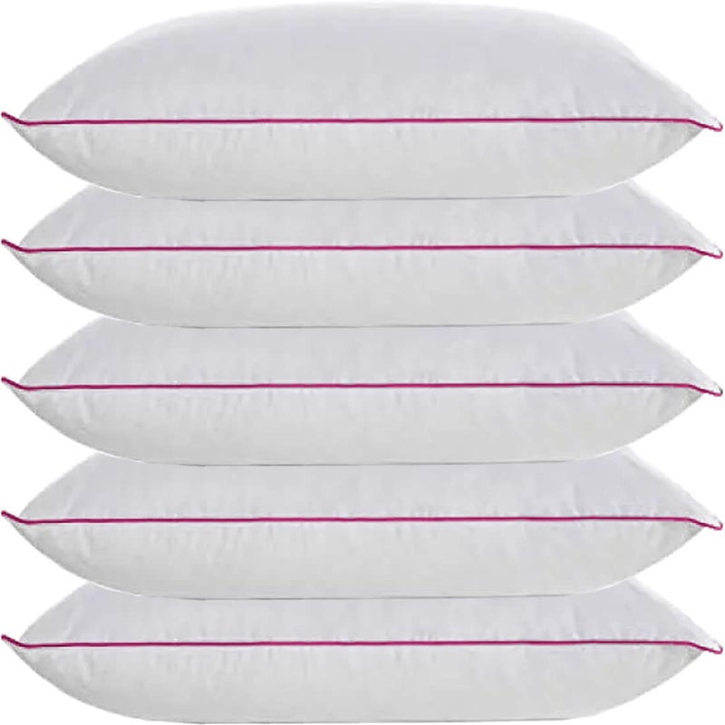Texlux Super Fluffy Hollow Fiber Bed Pillow/Sleeping Pillow/Piping Pillow/ Side Back Sleeping Pillow/Microfiber Polyester Pillow for Neck and Back Pain Size-16x24-Inch(Pack of 5) - Image 1