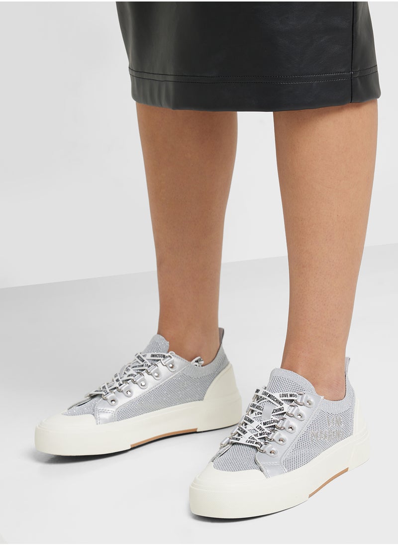 Love Moschino Lace Up Low Top Sneakers  - Image 5