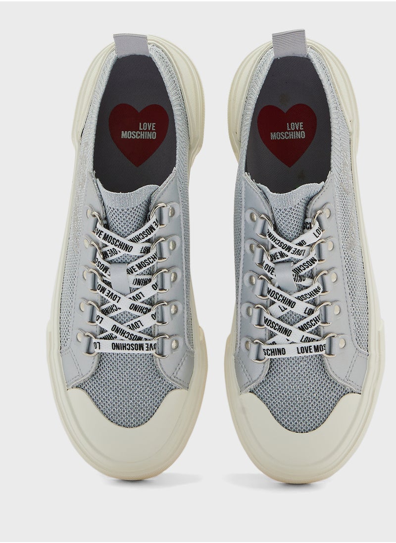 Love Moschino Lace Up Low Top Sneakers  - Image 4