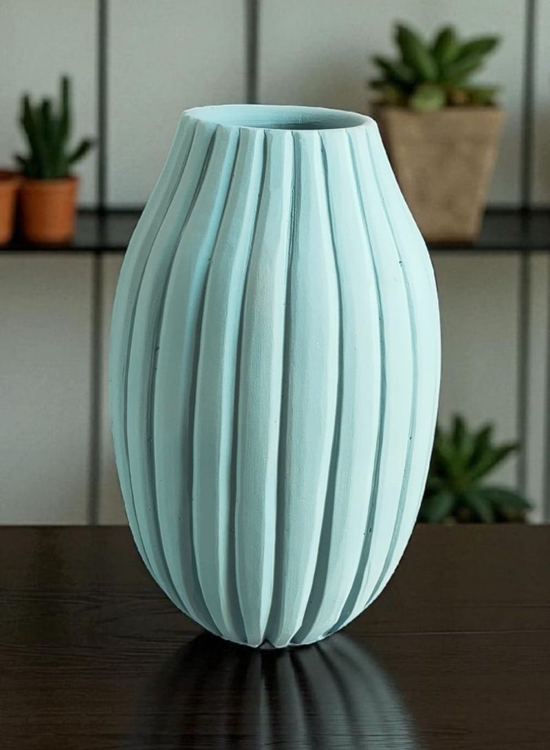 كلور زون بوتري فازة فخارية ديكورية المكتب و المنزل تركواز 28 سم - Image 2