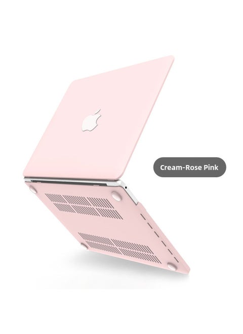 Protective Case For MacBook Pro Apple Laptop Protective Case Frosted Quicksand Cream Leather Case Color Painting-Color:Rose Powder (cream)-Applicable Model:Hollow Pro14(A2442/A2779)
