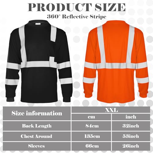 Amylove 4 Pcs Long Sleeve Safety Shirt High Visibility Reflective Construction Work Shirts for Men WomenXXLYellow Orange Black Blue - Image 3