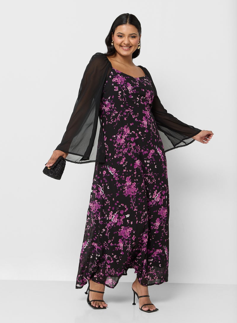 Ella Plus Floral Chiffon Dress - Image 1