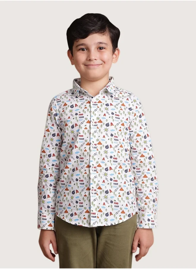 One Friday One Friday Kids Boys Off White Adventurer 100% Cotton Shirt