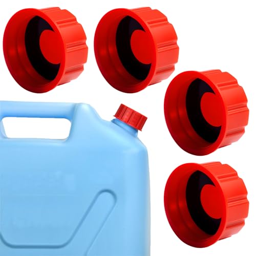 gtpartes 4 PACK Gas Can Cap with Sealing Gasket Fit for 1 2 3 and 5 Gallon Cans Coarse Thickened Thread Multifunction Replacement Cover Leakage Prevention Fuel Can Lids Convenient Installation Red - Image 1