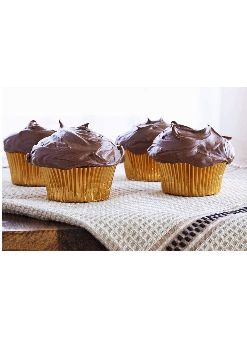 Bukela - Tin Baking Utensils Muffin Cake Cups Color Thickened Aluminum Foil Greaseproof Cake Paper Holder, Foil Cupcake Liners Metallic Muffin Paper Gold Sliver Rose Gold for Birthday, Pack of 300 - Image 1