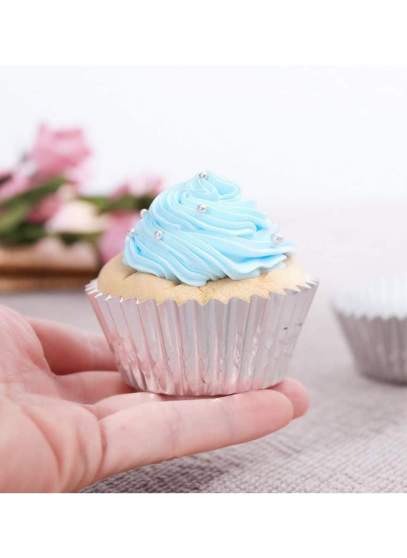 Bukela - Tin Baking Utensils Muffin Cake Cups Color Thickened Aluminum Foil Greaseproof Cake Paper Holder, Foil Cupcake Liners Metallic Muffin Paper Gold Sliver Rose Gold for Birthday, Pack of 300 - Image 1