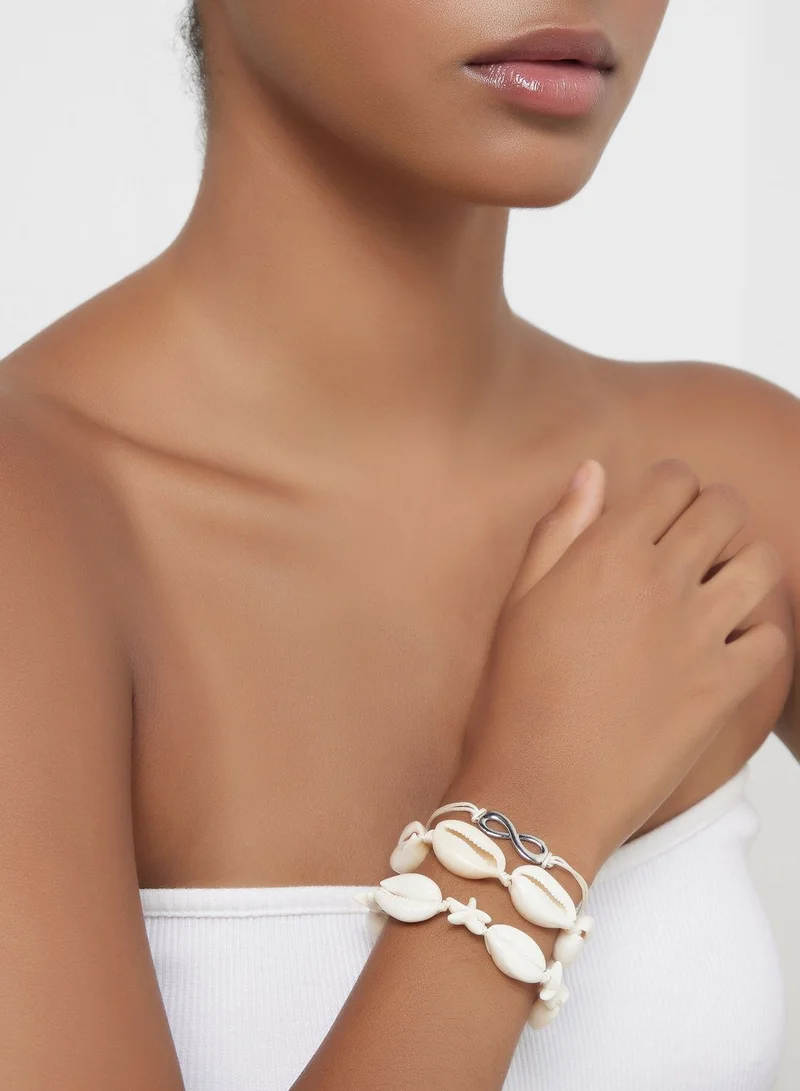 جينجر 3 Pack Shell Infinity Bracelet