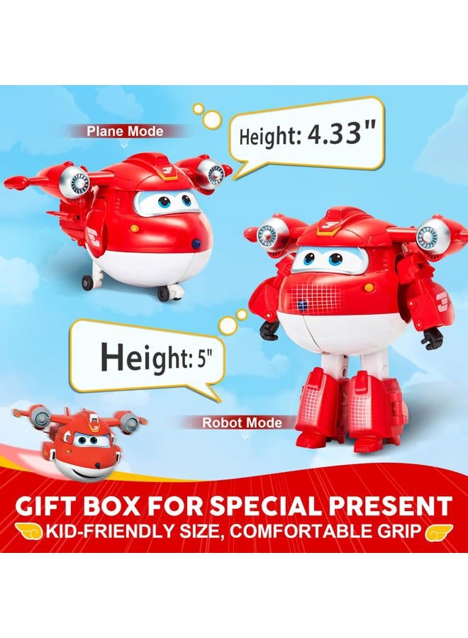 SUPER WINGS 5" Transforming Supercharged Jett Airplane Toys, Action Figure, Airplane to Robot, Season 4 Transformer Toys, Gifts for 3+ Year Old Kids, Toys Plane Vehicle for Preschool Kids Play - Image 5