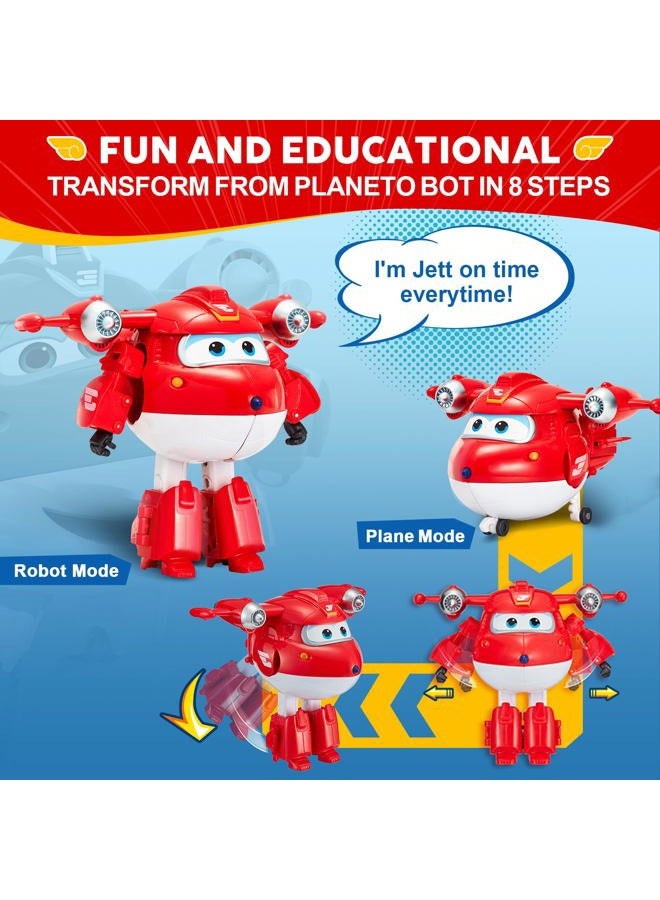 SUPER WINGS 5" Transforming Supercharged Jett Airplane Toys, Action Figure, Airplane to Robot, Season 4 Transformer Toys, Gifts for 3+ Year Old Kids, Toys Plane Vehicle for Preschool Kids Play - Image 2