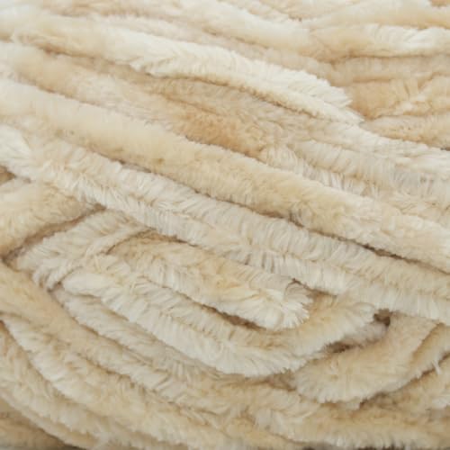YARFOFUN Velvet Chenille Yarn for Crocheting,Beige Fluffy Velvet Plush Thick Soft Chunky Chenille Baby Blanket Yarn for Crocheting Knitting Beginners 100g/49.2yd（Beige） - Image 2