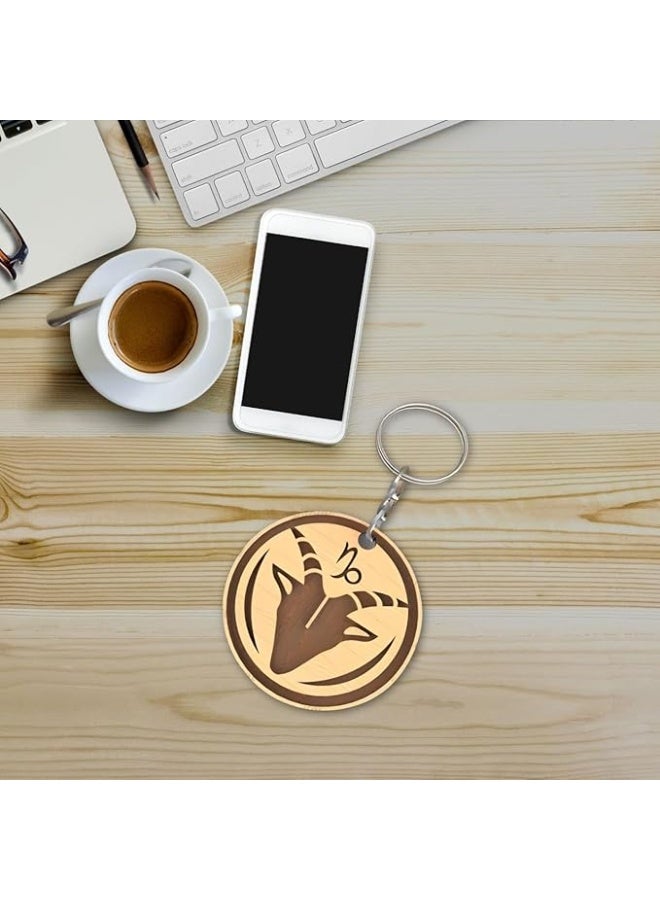 4 قطع، سلسلة مفاتيح خشبية بطابع القهوة، تصميم دائري دائري، بني وبيج، قطر 4 سم، اكسسوار مكتب - Image 1