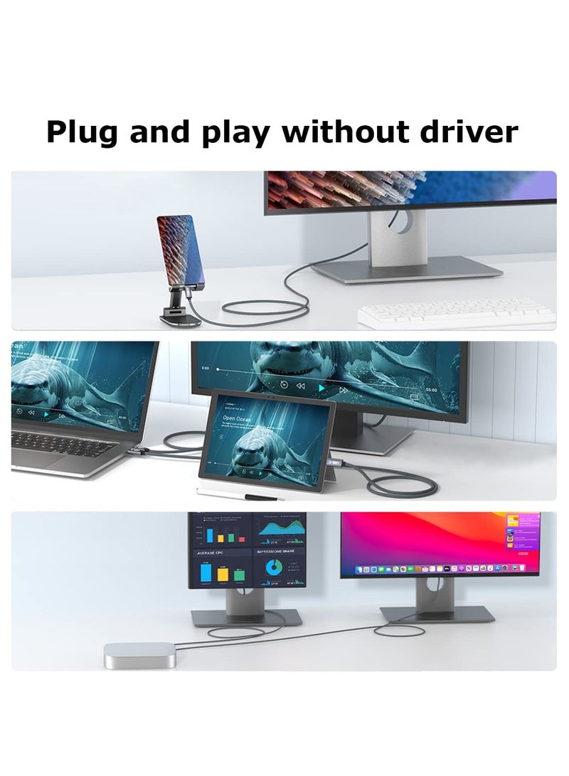 كابل USB C إلى DisplayPort، 8K 60Hz غير ثنائي الاتجاه نوع C إلى DP بطول 6.6 قدم/2 متر (4K 60Hz 144Hz 120Hz) بسرعة 32.4 جيجابت في الثانية، كابل C إلى DP لجهاز MacBook Pro، MacBook Air/iPad Pro 2020، XPS - Image 3