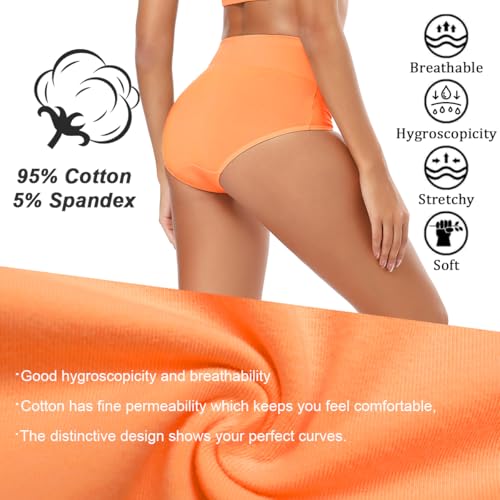 Molasus Women's Soft Cotton Underwear Briefs High Waisted Postpartum Panties Ladies Full Coverage Plus Size Underpants Pack of 5,Small - Image 2