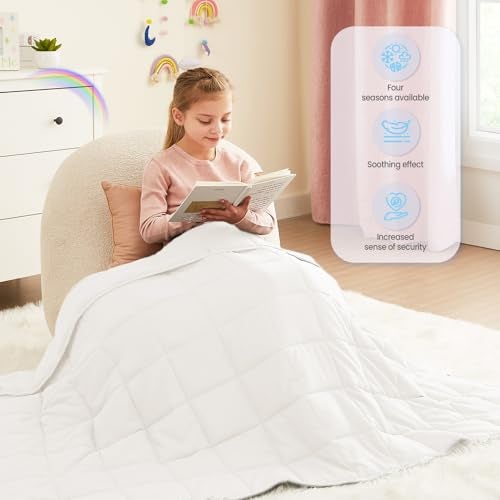 HOSUKKO Weighted Blanket - 7 lbs White Heavy Blanket - Small Size Breathable Lap Blanket(41"x60", 7 lbs) - Image 3