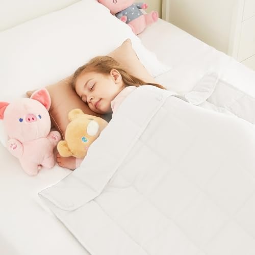 HOSUKKO Weighted Blanket - 7 lbs White Heavy Blanket - Small Size Breathable Lap Blanket(41"x60", 7 lbs) - Image 1