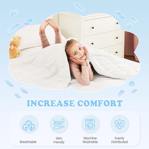 HOSUKKO Weighted Blanket - 7 lbs White Heavy Blanket - Small Size Breathable Lap Blanket(41"x60", 7 lbs) - Image 5