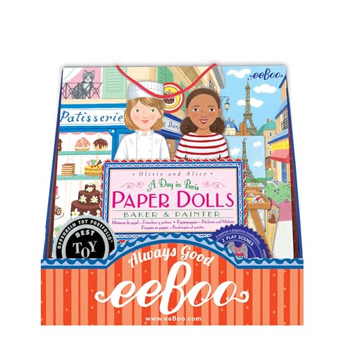 eeBoo: Baker and Painter Paper Dolls Reusable Set, Allows for Creativity and Imagination, Heavy Duty Board, For Ages 5 and up, comes with a 2 Sided-stand up Scene - Image 4