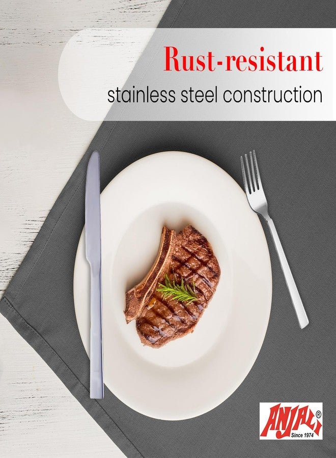 Anjali MONDAY 34-Piece Stainless Steel Cutlery Set - Mirror Finish Flatware for Dining & Dessert - Includes 24 Spoons, 6 Baby Forks, and 4 Knives (Dessert & Butter) - Image 4