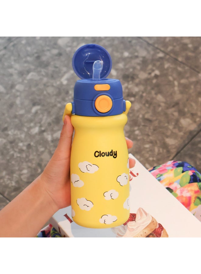 316 Stainless Steel Kidsren's Thermos Cup, Milk Bottle, Double Drinking Straw Cup, High-looking Student Portable Large-capacity Cup